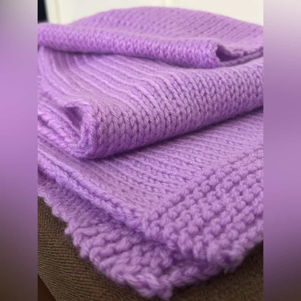 Hand knit lavender scarf